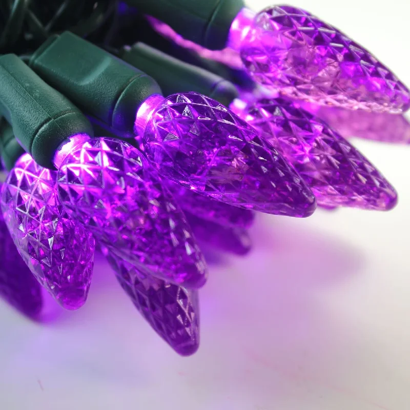 Battery - Operated String Lights for Indoor Use50-light C6 Purple LED Christmas Lights, 4" Spacing Green Wire Battery - Operated String Lights for Indoor Use50-light C6 Purple LED Christmas Lights, 4" Spacing Green Wire