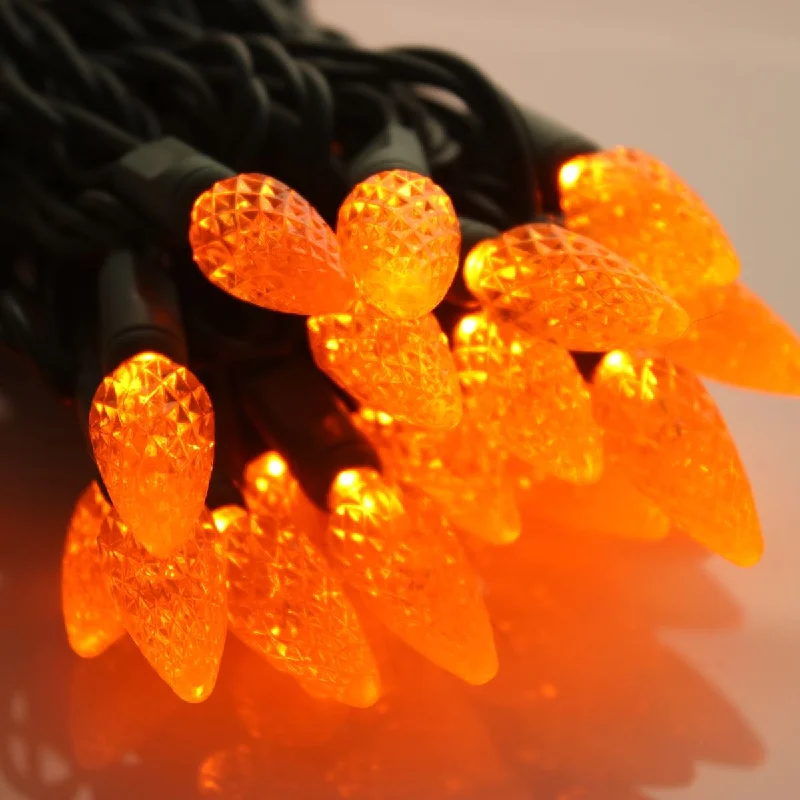 String Lights for Camping Trips50-light C6 Orange LED Christmas Lights, 4" Spacing Green Wire String Lights for Camping Trips50-light C6 Orange LED Christmas Lights, 4" Spacing Green Wire