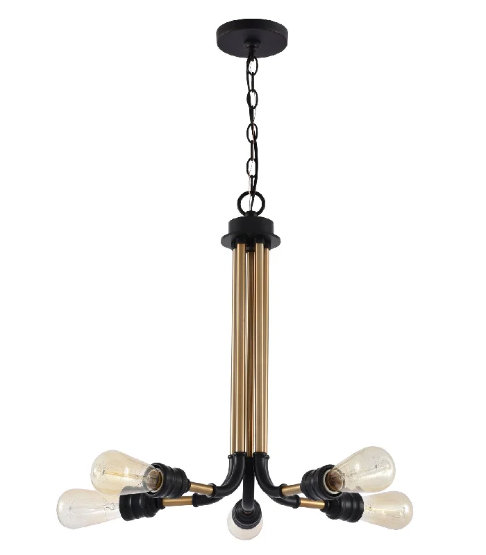 Adjustable Industrial Lighting for Flexible IlluminationKira Home Bronx 21" 5-Light Retro Industrial Chandelier, Steampunk Gold Bronze Hanging Light, Black Accents + Warm Brass Finish Adjustable Industrial Lighting for Flexible IlluminationKira Home Bronx 21" 5-Light Retro Industrial Chandelier, Steampunk Gold Bronze Hanging Light, Black Accents + Warm Brass Finish