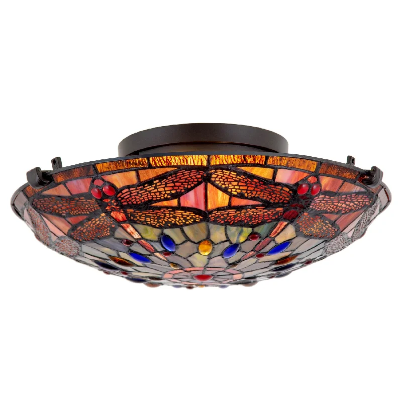 Industrial Task Lighting for Precision WorkstationsKira Home Mateo 15.5" 2-Light Modern Dragonfly Tiffany Glass Flush Mount Ceiling Light, Black Finish Industrial Task Lighting for Precision WorkstationsKira Home Mateo 15.5" 2-Light Modern Dragonfly Tiffany Glass Flush Mount Ceiling Light, Black Finish