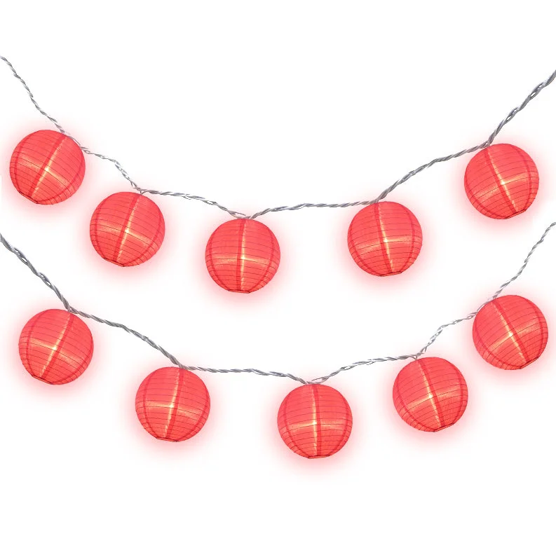 String Lights for Nursery Room Decor4" Hot Pink Round Shimmering Nylon Lantern Party String Lights (8FT, Expandable)
