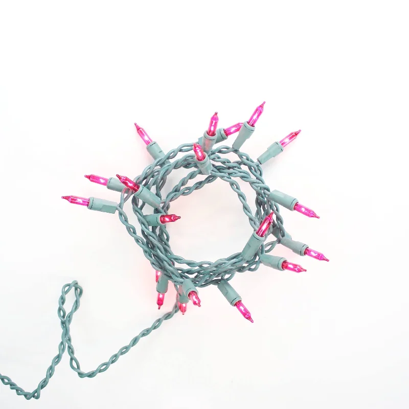 Fairy String Lights for Bedroom Decor20-bulb Pink Glass Craft Lights, Green Wire