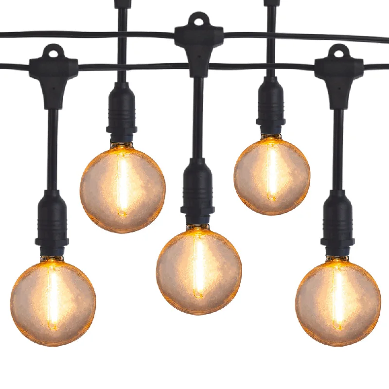 String Lights for Balcony Decoration50 Socket Suspended Outdoor Commercial String Light Set, Shatterproof LED Bulbs, 54 FT Black Cord w/ E12 C7 Base, Weatherproof String Lights for Balcony Decoration50 Socket Suspended Outdoor Commercial String Light Set, Shatterproof LED Bulbs, 54 FT Black Cord w/ E12 C7 Base, Weatherproof