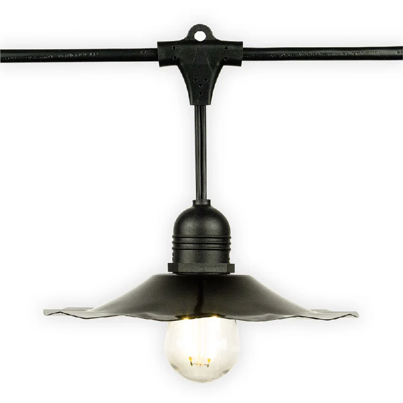 String Lights for Balcony DecorationPatio Metal Light Bulb Shade for Outdoor Commercial String Lights, E26, Black