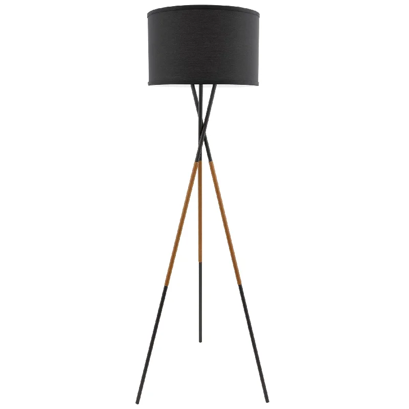 Industrial Ceiling - Mounted Lighting for Assembly PlantsKira Home Sadie 61" Mid Century Modern Tripod LED Floor Lamp + 9W bulb (Energy Efficient/Eco-Friendly), Leather Accent Legs, Black Drum Shade, Black Industrial Ceiling - Mounted Lighting for Assembly PlantsKira Home Sadie 61" Mid Century Modern Tripod LED Floor Lamp + 9W bulb (Energy Efficient/Eco-Friendly), Leather Accent Legs, Black Drum Shade, Black