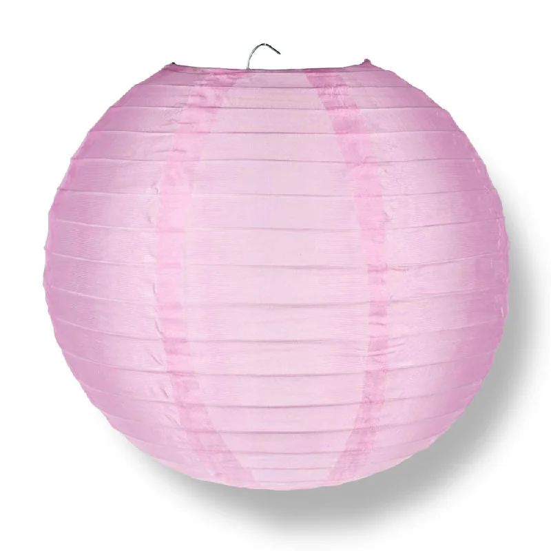String Lights for Restaurant Outdoor SeatingBLOWOUT 4" Pink Round Shimmering Nylon Lantern, Even Ribbing, Hanging Decoration (10 PACK) (String Light Sold Separately)