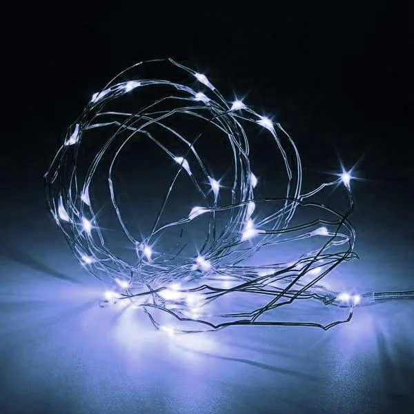 String Lights for Balcony Decoration7 FT | 20 LED Weatherproof Battery Operated Cool White Copper Wire Fairy String Lights With Timer