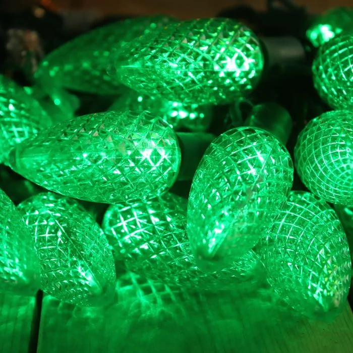 String Lights for Balcony Decoration25-light C9 Green LED Christmas Lights, 8" Spacing Green Wire String Lights for Balcony Decoration25-light C9 Green LED Christmas Lights, 8" Spacing Green Wire