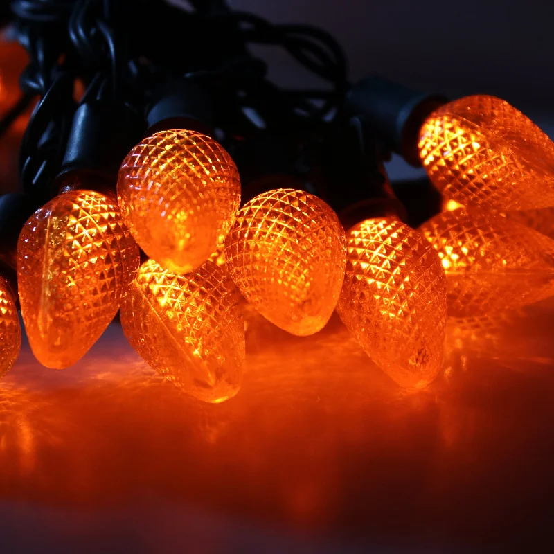 String Lights for Wedding Receptions25-light C7 Orange LED Christmas Lights, 8" Spacing Green Wire String Lights for Wedding Receptions25-light C7 Orange LED Christmas Lights, 8" Spacing Green Wire