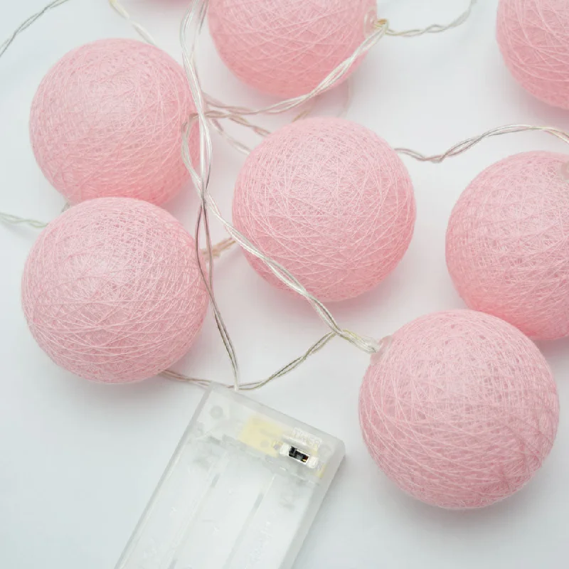 String Lights for Porch Lighting5.5 FT | 10 LED Battery Operated Pink Round Cotton Ball String Lights With Timer String Lights for Porch Lighting5.5 FT | 10 LED Battery Operated Pink Round Cotton Ball String Lights With Timer