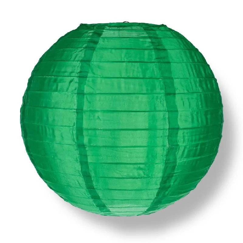 Color - Changing LED String Lights for Christmas Decor4" Emerald Green Round Shimmering Nylon Lantern, Even Ribbing, Hanging Decoration (10 PACK) (String Light Sold Separately)
