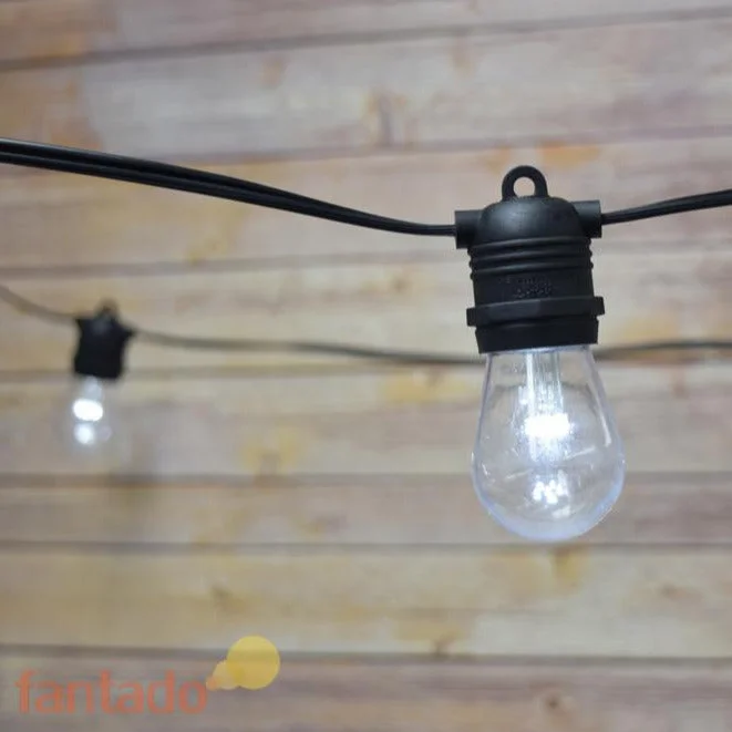 String Lights with Clear Bulbs for a Classic Look10 Socket Outdoor Commercial String Light Set, Shatterproof LED Light Bulbs Cool White, 21 FT Black Cord, Weatherproof String Lights with Clear Bulbs for a Classic Look10 Socket Outdoor Commercial String Light Set, Shatterproof LED Light Bulbs Cool White, 21 FT Black Cord, Weatherproof