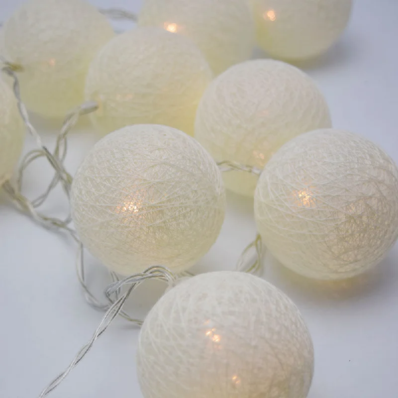 LED String Lights with Warm White Glow5.5 FT | 10 LED Battery Operated Beige Round Cotton Ball String Lights With Timer LED String Lights with Warm White Glow5.5 FT | 10 LED Battery Operated Beige Round Cotton Ball String Lights With Timer