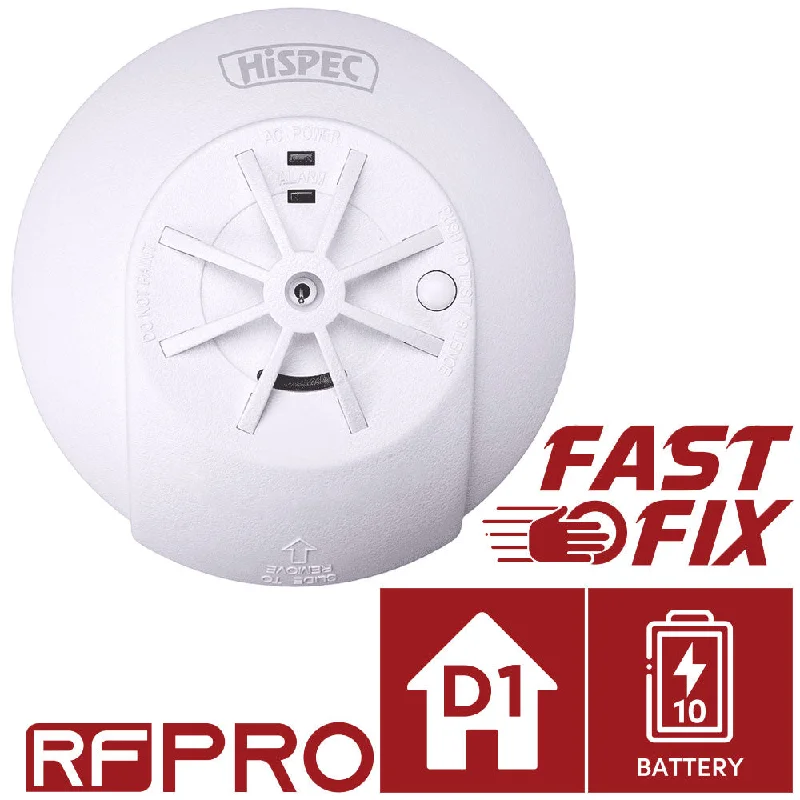 Hispec Combo Fast Fix Mains Interconnectable Heat & CO, Smoke & Heat Detector Alarm10yr Rechargeable Battery Hispec Combo Fast Fix Mains Interconnectable Heat & CO, Smoke & Heat Detector Alarm10yr Rechargeable Battery