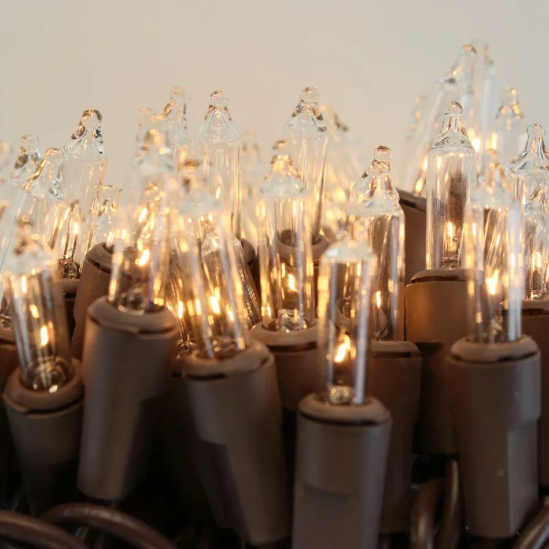 Battery - Operated String Lights for Indoor Use100-bulb Clear Mini Lights, 4" Spacing Brown Wire Battery - Operated String Lights for Indoor Use100-bulb Clear Mini Lights, 4" Spacing Brown Wire