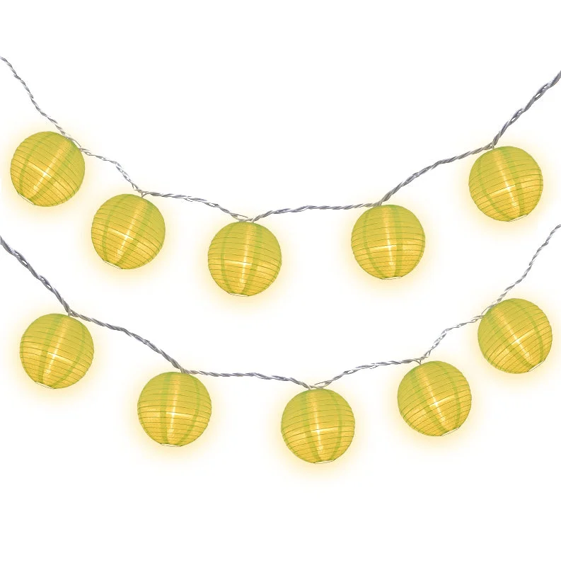 String Lights with Clear Bulbs for a Classic LookBLOWOUT 4" Neon Green Round Shimmering Nylon Lantern Party String Lights (8FT, Expandable) String Lights with Clear Bulbs for a Classic LookBLOWOUT 4" Neon Green Round Shimmering Nylon Lantern Party String Lights (8FT, Expandable)