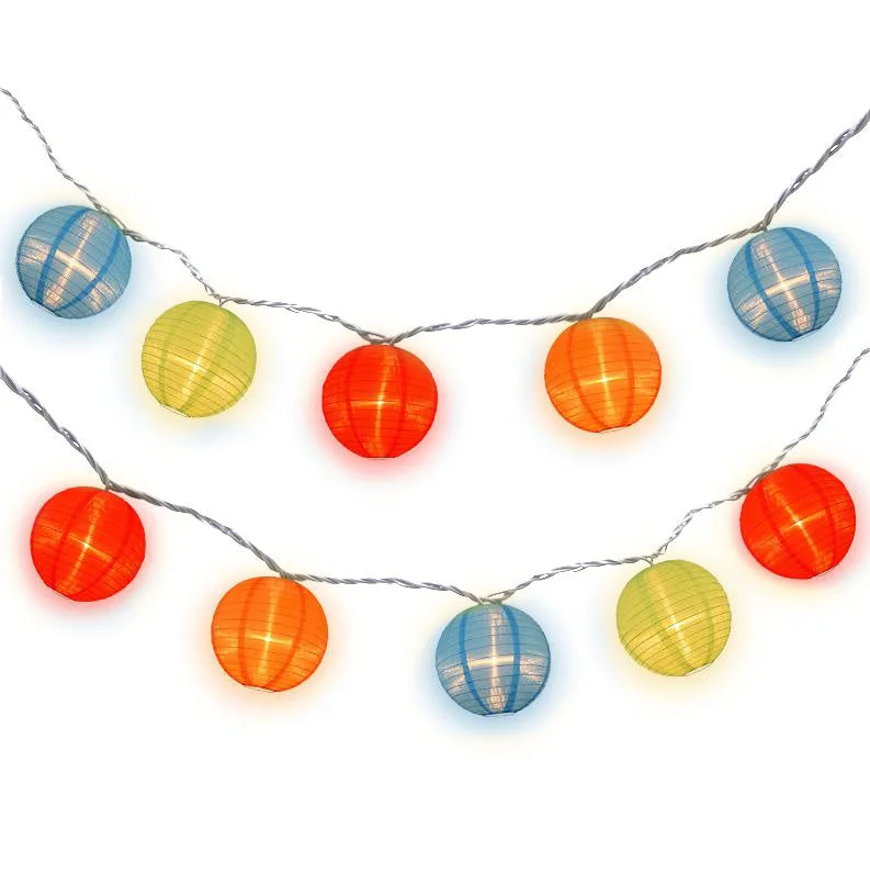 String Lights for Outdoor Dining AreasBLOWOUT 4" Multi Color Shimmering Nylon Lantern Party String Lights (8FT, Expandable)