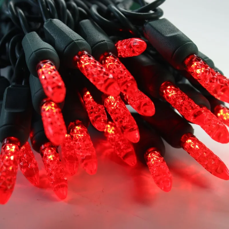 String Lights for Seasonal Decorations (Spring, Fall, etc.)50-light M5 Red LED Christmas Lights, 4" Spacing Green Wire String Lights for Seasonal Decorations (Spring, Fall, etc.)50-light M5 Red LED Christmas Lights, 4" Spacing Green Wire