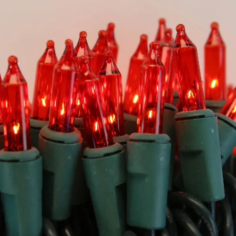 Waterproof String Lights for Patio Decor50-bulb Red Mini Lights, 4" Spacing, Green Wire Waterproof String Lights for Patio Decor50-bulb Red Mini Lights, 4" Spacing, Green Wire