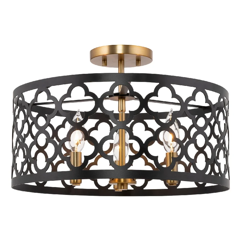 Industrial Lighting for Textile MillsKira Home Sutton 16" 3-Light Modern Semi-Flush Mount Ceiling Light, Metal Drum Shade, Warm Brass + Black Finish Industrial Lighting for Textile MillsKira Home Sutton 16" 3-Light Modern Semi-Flush Mount Ceiling Light, Metal Drum Shade, Warm Brass + Black Finish