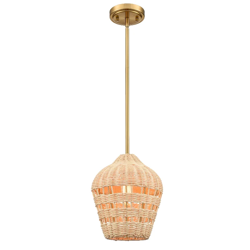 Low - Bay Industrial Lighting Fixtures for Small FactoriesGold Rattan Pendant Light Boho Hanging Light for Bedroom Living room