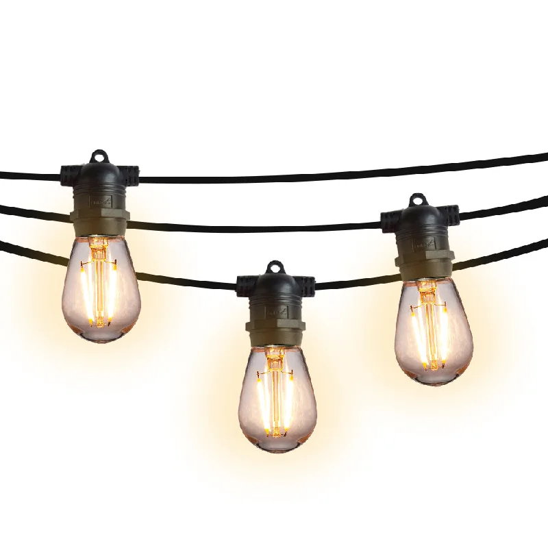 String Lights for Wedding Receptions24 Socket Outdoor Commercial String Light Set, 54 FT Black Cord w/ 2-Watt Shatterproof LED Bulbs, Weatherproof SJTW String Lights for Wedding Receptions24 Socket Outdoor Commercial String Light Set, 54 FT Black Cord w/ 2-Watt Shatterproof LED Bulbs, Weatherproof SJTW