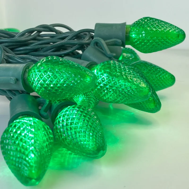 Color - Changing LED String Lights for Christmas Decor25-light C7 Green LED Christmas Lights, 8" Spacing Green Wire Color - Changing LED String Lights for Christmas Decor25-light C7 Green LED Christmas Lights, 8" Spacing Green Wire