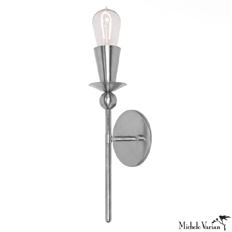 Industrial Area Lighting for Large Open SpacesNickel Single Polyform Wall Sconce Light Industrial Area Lighting for Large Open SpacesNickel Single Polyform Wall Sconce Light