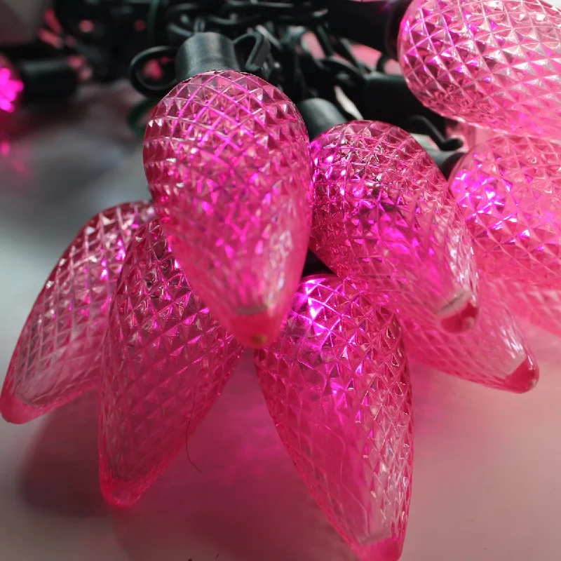 String Lights for Outdoor Dining Areas25-light C9 Pink LED Christmas Lights, 8" Spacing Green Wire String Lights for Outdoor Dining Areas25-light C9 Pink LED Christmas Lights, 8" Spacing Green Wire