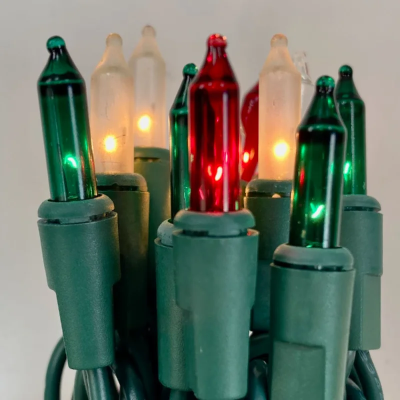 String Lights for Hotel Courtyard Lighting50-bulb Red Green Clear Frost Glass Mini Lights, 4" Spacing, Green Wire String Lights for Hotel Courtyard Lighting50-bulb Red Green Clear Frost Glass Mini Lights, 4" Spacing, Green Wire