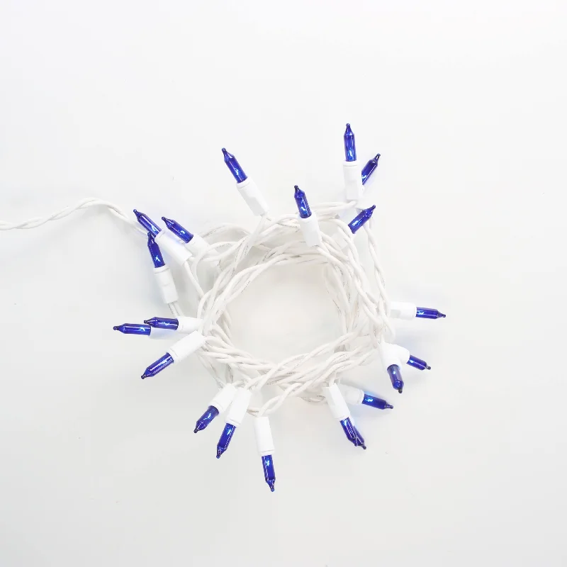 String Lights for Balcony Decoration20-bulb Blue Glass Craft Lights, White Wire
