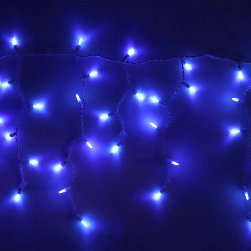 LED String Lights with Warm White Glow100-light M5 Blue LED Icicle Lights, White Wire LED String Lights with Warm White Glow100-light M5 Blue LED Icicle Lights, White Wire