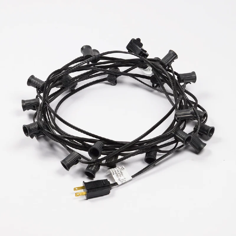 LED String Lights with Warm White Glow(Cord Only) 25 Socket Outdoor Patio DIY String Light, 28 FT Black Stringer w/ E12 Base (No Bulbs) LED String Lights with Warm White Glow(Cord Only) 25 Socket Outdoor Patio DIY String Light, 28 FT Black Stringer w/ E12 Base (No Bulbs)