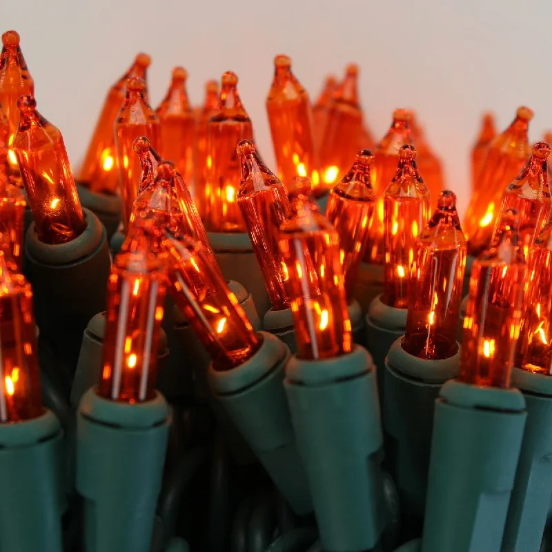 Waterproof String Lights for Patio Decor100-bulb Orange Mini Lights, 2.5" Spacing, Green Wire Waterproof String Lights for Patio Decor100-bulb Orange Mini Lights, 2.5" Spacing, Green Wire