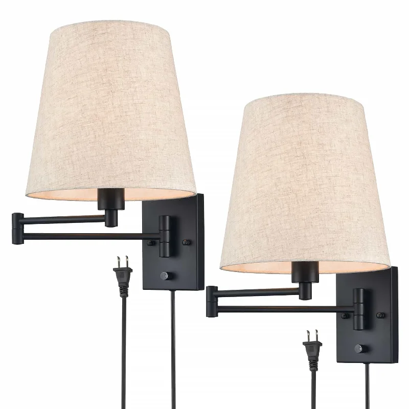 Shock - Resistant Industrial Lighting for Vibrating Machinery AreasBlack Swing Arm Wall Sconces Set of Two Plug in Wall Lamp Shock - Resistant Industrial Lighting for Vibrating Machinery AreasBlack Swing Arm Wall Sconces Set of Two Plug in Wall Lamp