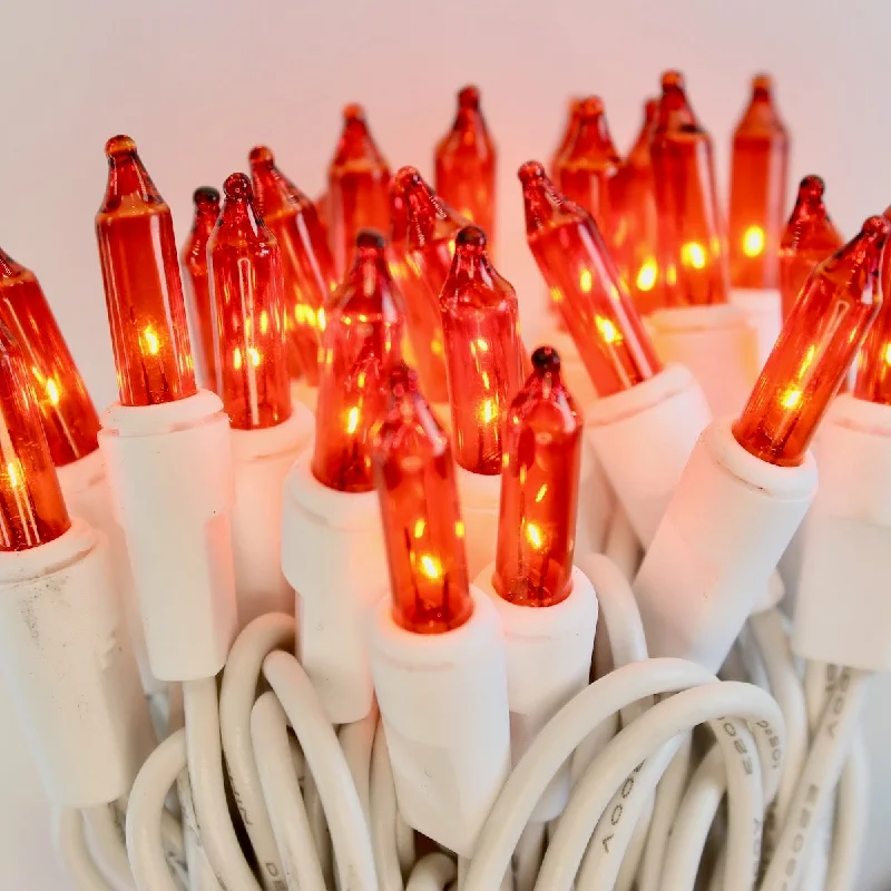 String Lights for Hotel Courtyard Lighting50-bulb Orange Mini Lights, 2.5" Spacing, White Wire String Lights for Hotel Courtyard Lighting50-bulb Orange Mini Lights, 2.5" Spacing, White Wire