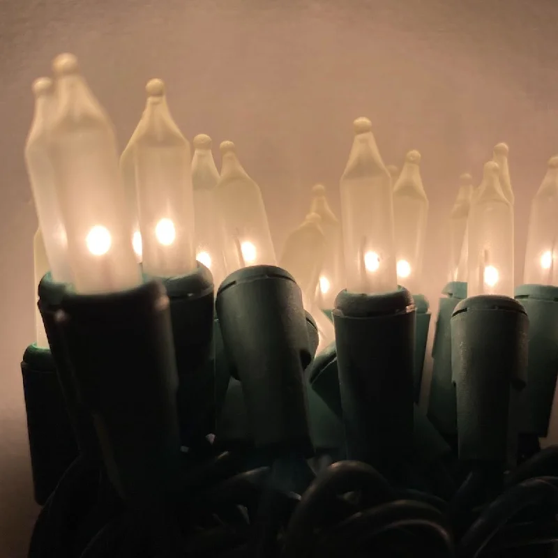String Lights for Seasonal Decorations (Spring, Fall, etc.)50-bulb Frost Mini Lights, 6" Spacing, Green Wire String Lights for Seasonal Decorations (Spring, Fall, etc.)50-bulb Frost Mini Lights, 6" Spacing, Green Wire