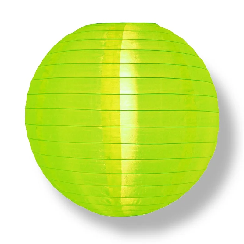 String Lights for Nursery Room Decor4 Inch Neon Green Round Shimmering Nylon Lanterns, Parallel Ribbing, Hanging (10-PACK) Decoration (String Light Sold Separately)