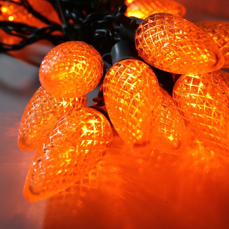 String Lights with Clear Bulbs for a Classic Look25-light C9 Orange LED Christmas Lights, 8" Spacing Green Wire String Lights with Clear Bulbs for a Classic Look25-light C9 Orange LED Christmas Lights, 8" Spacing Green Wire