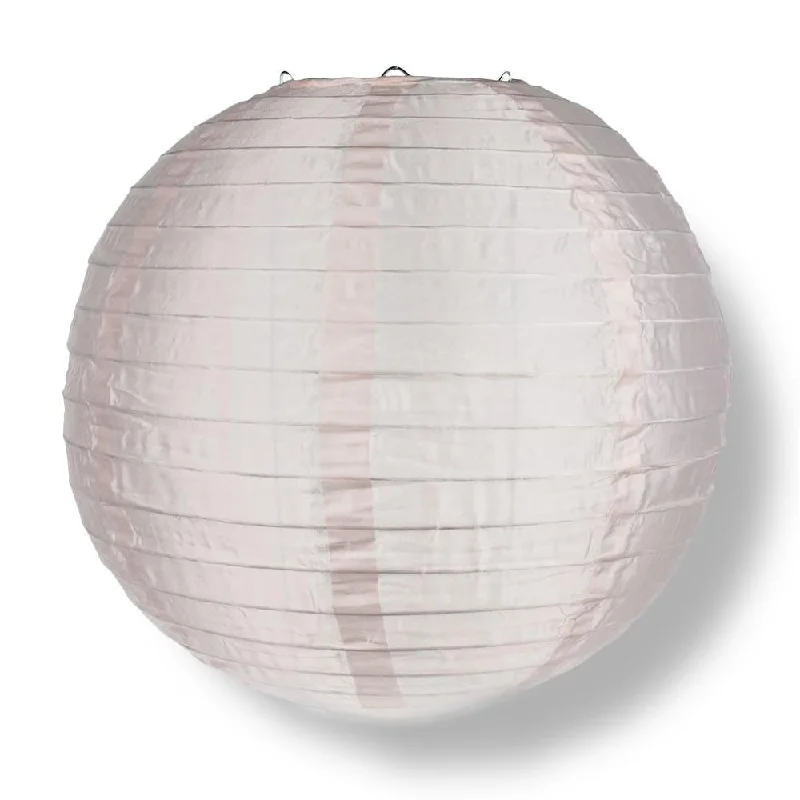 String Lights with Clear Bulbs for a Classic Look4 Inch Rose Quartz Pink Round Shimmering Nylon Lantern, Parallel Ribbing, Hanging Decoration (10 PACK) (String Light Sold Separately)