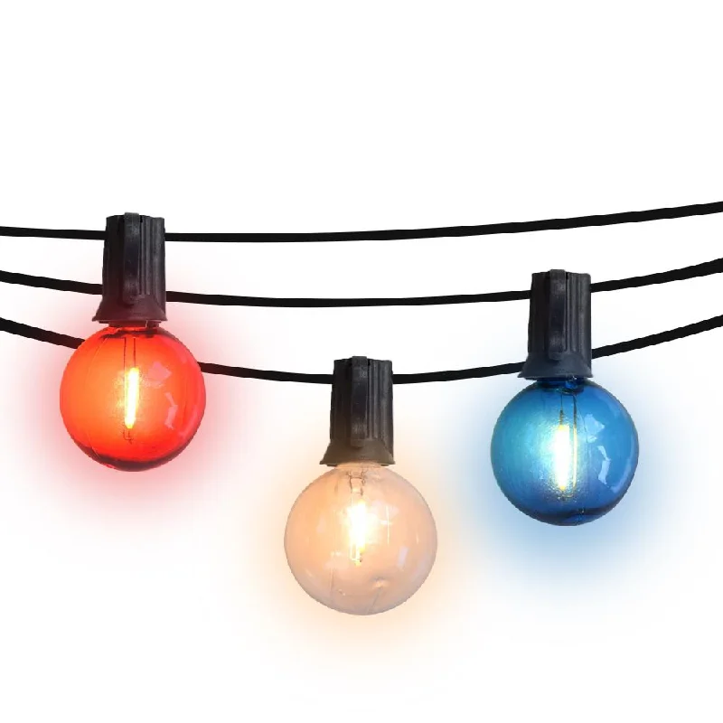 Color - Changing LED String Lights for Christmas DecorPatriotic 4th of July Outdoor Patio String Light with Shatterproof LED Bulbs, Black Cord Color - Changing LED String Lights for Christmas DecorPatriotic 4th of July Outdoor Patio String Light with Shatterproof LED Bulbs, Black Cord