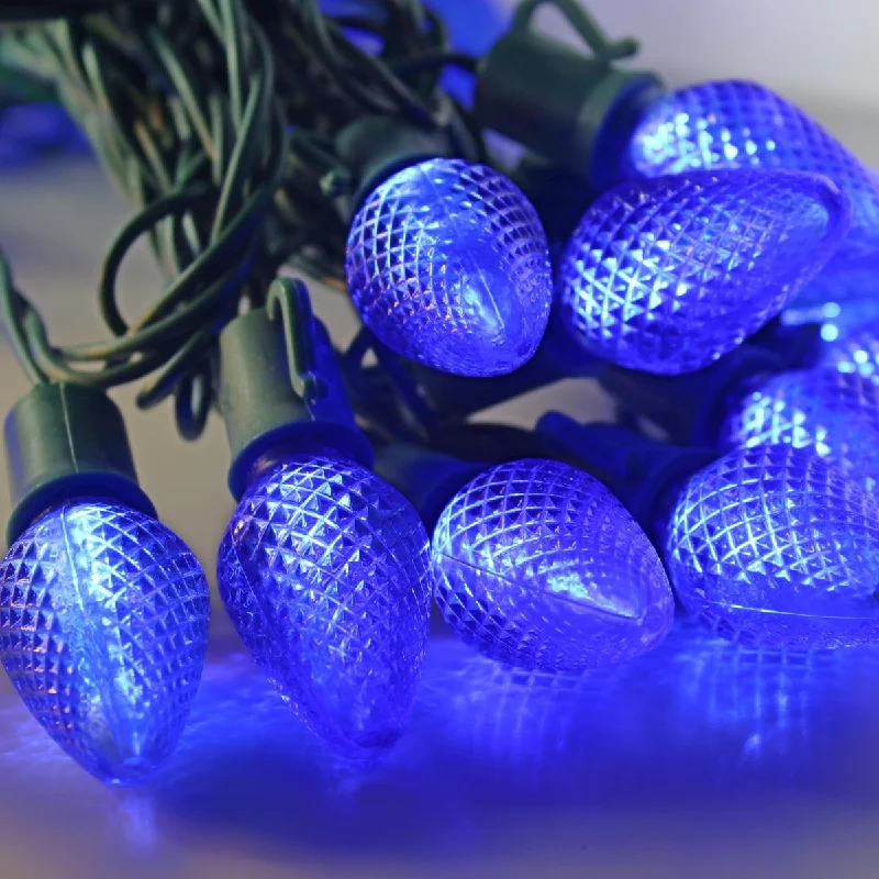 String Lights for Porch Lighting25-light C7 Blue LED Christmas Lights, 8" Spacing Green Wire String Lights for Porch Lighting25-light C7 Blue LED Christmas Lights, 8" Spacing Green Wire