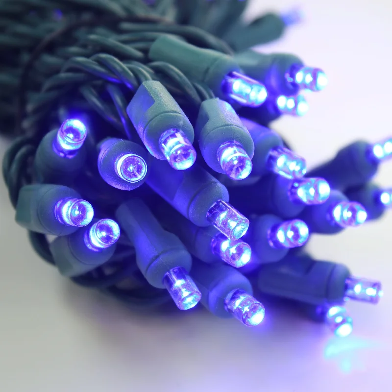 LED String Lights with Warm White Glow50-light 5mm Blue LED Christmas Lights, 4" Spacing, Green Wire LED String Lights with Warm White Glow50-light 5mm Blue LED Christmas Lights, 4" Spacing, Green Wire