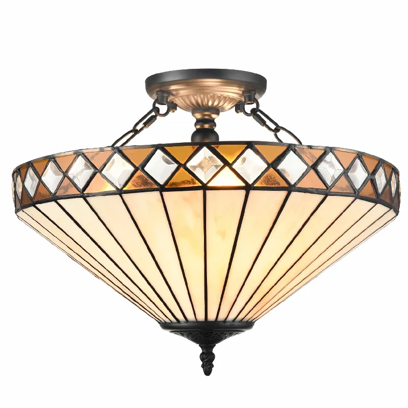 Energy - Efficient Industrial Lighting for Cost - Savings3-Light Tiffany Semi Flush Mount Ceiling Light Energy - Efficient Industrial Lighting for Cost - Savings3-Light Tiffany Semi Flush Mount Ceiling Light