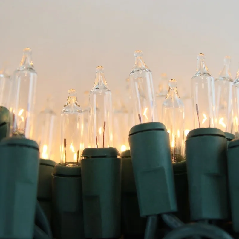 String Lights for Hotel Courtyard Lighting50-bulb Clear Mini Lights, 6" Spacing, Green Wire String Lights for Hotel Courtyard Lighting50-bulb Clear Mini Lights, 6" Spacing, Green Wire