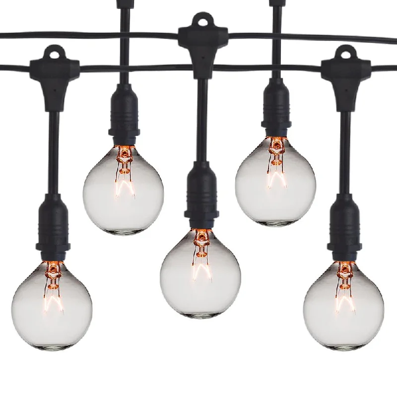 String Lights for DIY Home Decor ProjectsCLOSEOUT 25 Socket Suspended Outdoor Commercial String Light Set, Globe Bulbs, 29 FT Black Cord w/ E12 C7 Base, Weatherproof String Lights for DIY Home Decor ProjectsCLOSEOUT 25 Socket Suspended Outdoor Commercial String Light Set, Globe Bulbs, 29 FT Black Cord w/ E12 C7 Base, Weatherproof