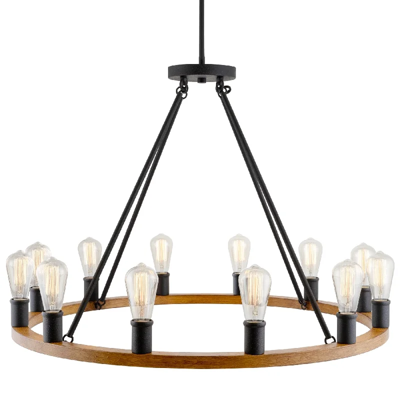 Durable Industrial Lighting for Harsh EnvironmentsKira Home Jericho 36" 12-Light Large Rustic Farmhouse Wagon Wheel Chandelier, Round Kitchen Island Light, Textured Black Accents, Warm Oak Wood Style Durable Industrial Lighting for Harsh EnvironmentsKira Home Jericho 36" 12-Light Large Rustic Farmhouse Wagon Wheel Chandelier, Round Kitchen Island Light, Textured Black Accents, Warm Oak Wood Style