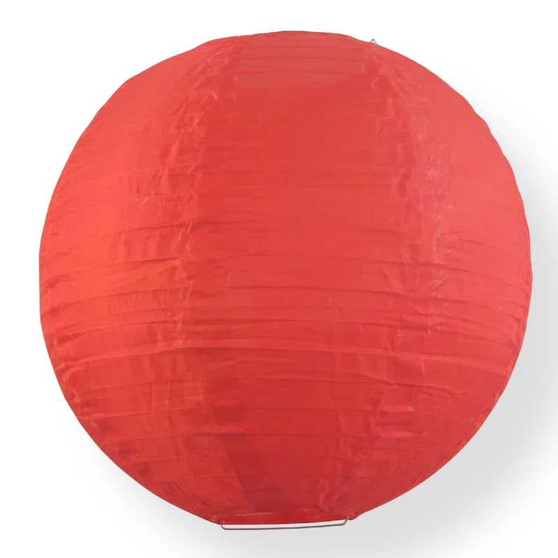 String Lights for Outdoor Dining Areas4 Inch Red Round Shimmering Nylon Lanterns, Even Ribbing, Hanging (10-PACK) Decoration (String Light Sold Separately)