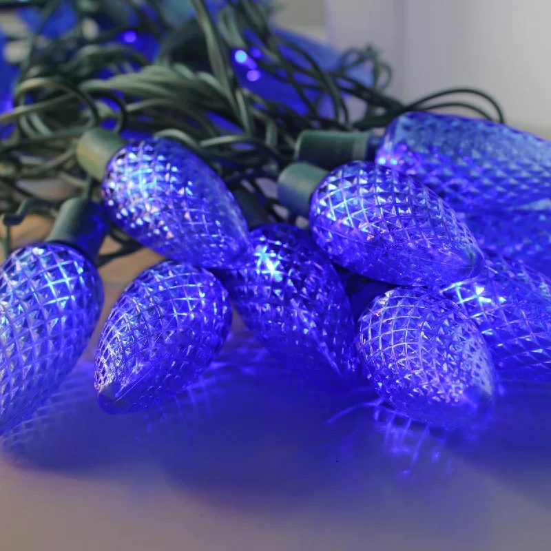 String Lights for Outdoor Dining Areas25-light C9 Blue LED Christmas Lights, 8" Spacing Green Wire String Lights for Outdoor Dining Areas25-light C9 Blue LED Christmas Lights, 8" Spacing Green Wire