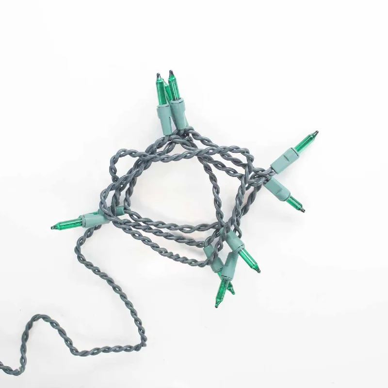 String Lights for Balcony Decoration10-bulb Green Glass Craft Lights, Green Wire